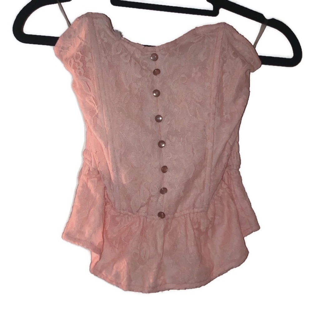 NWT PINK LACE PEPLUM TUBE TOP